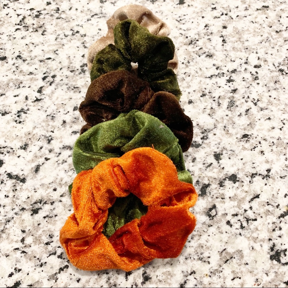Earthy Velvet Scrunchies pack of 5